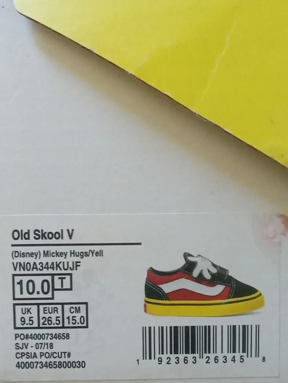 Vans Kids Black, Red & Yellow Mickey Hand Strap Slip-Ons